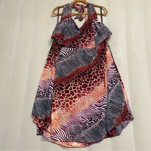 Igigi Women’s Dress Size 24 Halter Midi Animal Print Flowy Lightweight Luxury